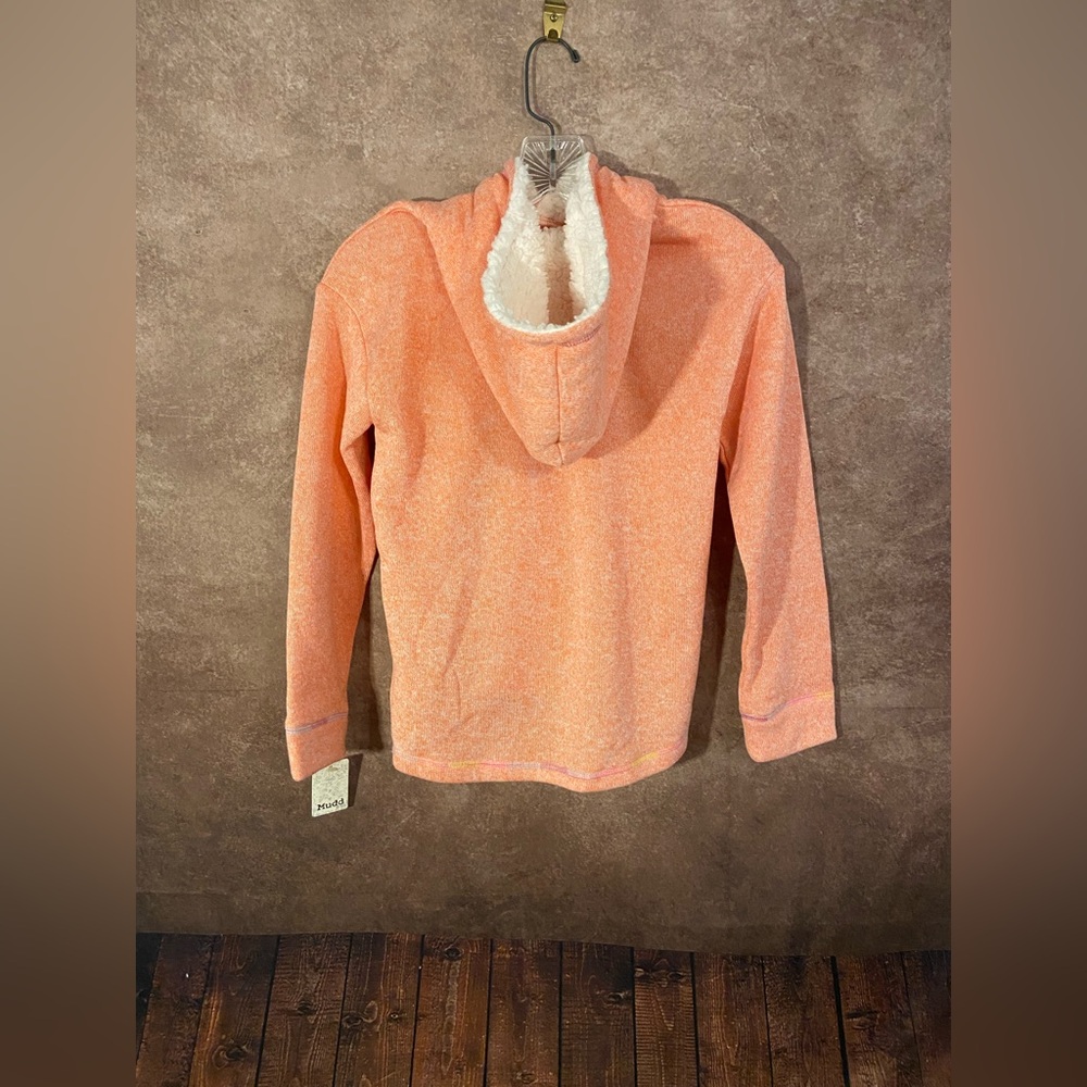 Girls Mudd Pullover Hoodie-Sherpa lined hood-Peach Sorbet-Girls Size L (12)-NWT! - Picture 2 of 5
